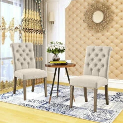 Promo β€οΈ Copper Grove Bruzual Tan Upholstered Armless Wood Dining Chairs (Set Of 2) β