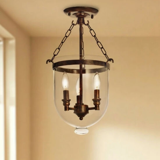 Flash Sale βοΈ Copper Grove Antique Copper Glass Lantern Flush Mount Chandelier π