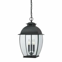 Promo 🌟 Copper Grove Batak 3-light Mystic Black Outdoor Pendant Lantern 💯