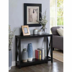New ❤️ Copper Grove Cranesbill X-Base Console Table Black 🎉