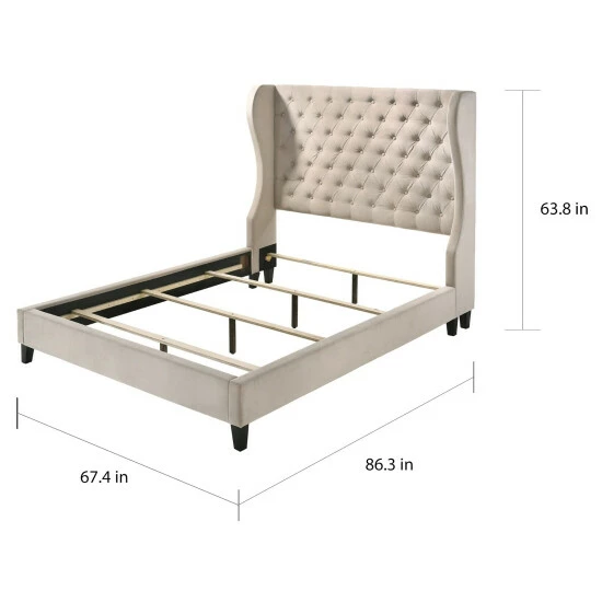 Cheapest 𧨠Copper Grove Lezayre Queen Upholstered Button-tufted Wingback Panel Bed β - Image 6