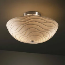 Buy 🌟 Copper Grove Oedenrode 2-light Brushed Nickel Semi-flush Round Bowl With Wavey Shade 😉