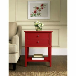 Cheapest ✔️ Copper Grove Kurdica 2-drawer Accent Table Red 🌟