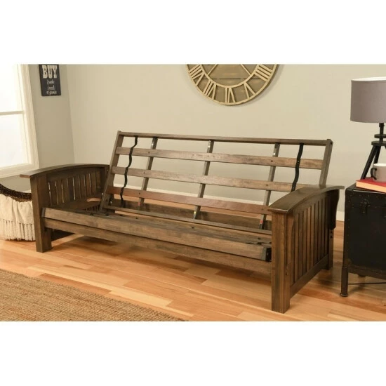 Discount π€© Copper Grove Kostandovo Futon Frame In Rustic Walnut Finish Rustic Walnut With Drawers π