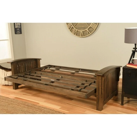 Discount π€© Copper Grove Kostandovo Futon Frame In Rustic Walnut Finish Rustic Walnut With Drawers π - Image 2