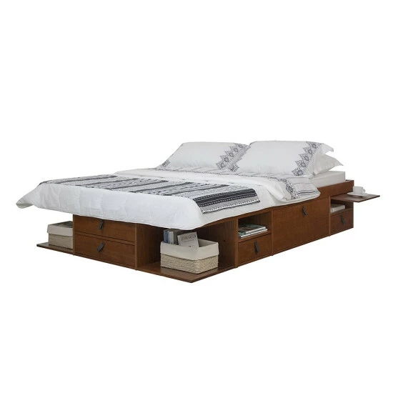 Budget π Copper Grove Rivne Storage Platform Bed With Drawers And Shelves Off White π― - Image 3