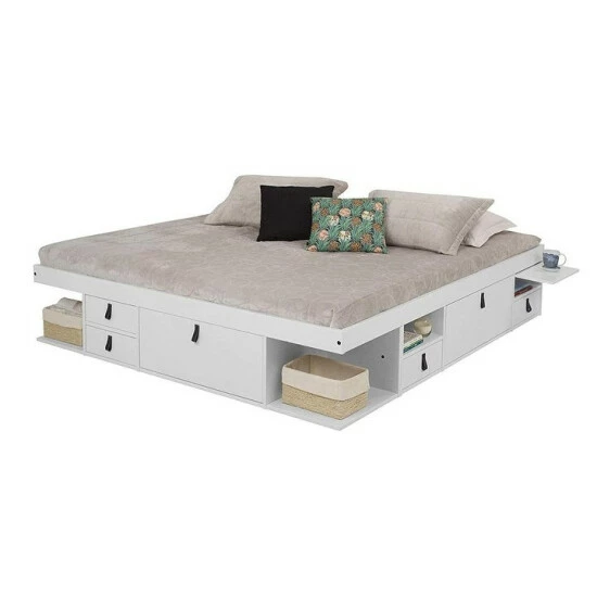 Budget π Copper Grove Rivne Storage Platform Bed With Drawers And Shelves Off White π― - Image 6