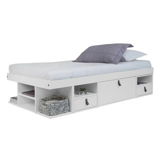 Budget π Copper Grove Rivne Storage Platform Bed With Drawers And Shelves Off White π― - Image 8