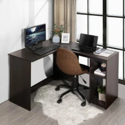 Outlet 🤩 Copper Grove Huissen L-shaped 2-shelf Home Office Desk ✔️