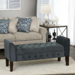 Wholesale ✨ Copper Grove ArumVelvet Storage Bench Settee Gunmetal ✨