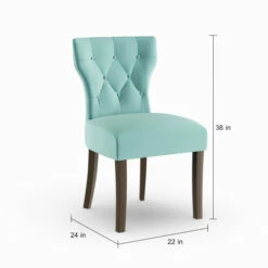 Coupon 😉 Copper Grove Lagunas Deep Turquoise Blue Velvet Upholstered Armless Dining Chairs (Set Of 2) 🎁