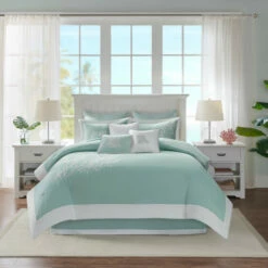 Outlet 🥰 Copper Grove Nadir Aqua Queen-size Comforter Set ⭐