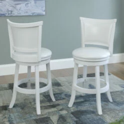 New π Copper Grove Vrlika White Counter Barstools With Leatherette Seats (Set Of 2) β