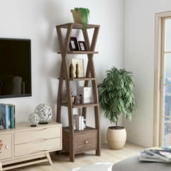 Flash Sale 👏 Copper Grove Tashkent 5-shelf Display Bookcase With 1 Lower Drawer Espresso ⌛