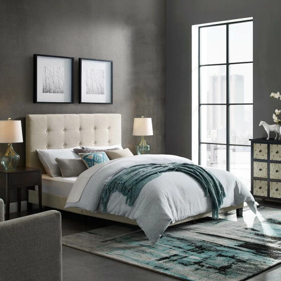 Budget π Copper Grove Chuhuiv King Button-tufted Upholstered Platform Bed Gray π - Image 8