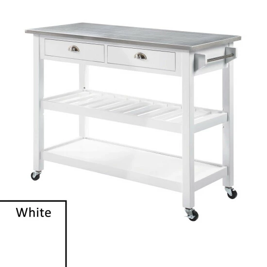New π Copper Grove Aubrieta 3 Tier Stainless Steel Kitchen Cart With Drawers Black π - Image 3