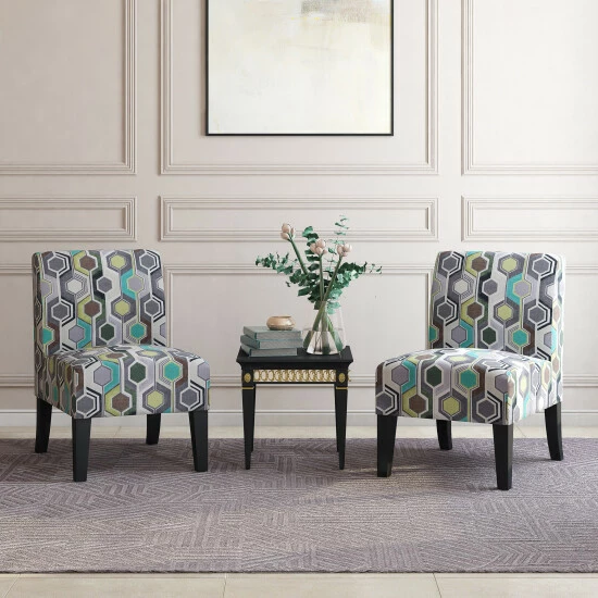 Best deal ✔️ Copper Grove Durbuy Upholstered Armless Chairs (Set Of 2) Orange Multi Beehive ✨