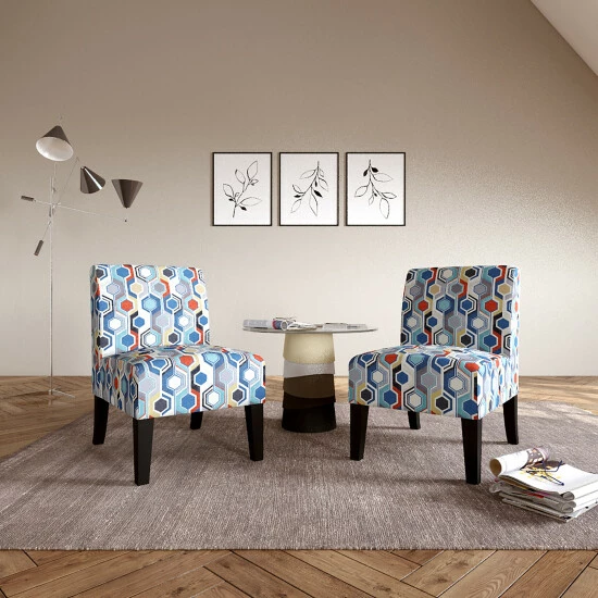 Best deal ✔️ Copper Grove Durbuy Upholstered Armless Chairs (Set Of 2) Orange Multi Beehive ✨ - Image 2