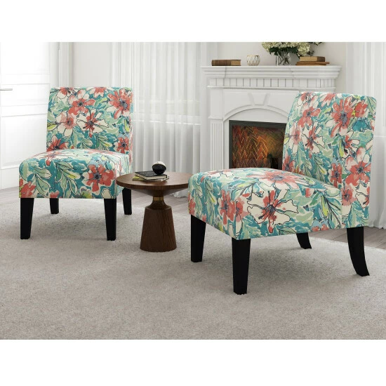 Best deal ✔️ Copper Grove Durbuy Upholstered Armless Chairs (Set Of 2) Orange Multi Beehive ✨ - Image 3