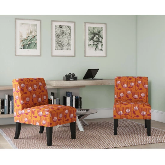Best deal ✔️ Copper Grove Durbuy Upholstered Armless Chairs (Set Of 2) Orange Multi Beehive ✨ - Image 4