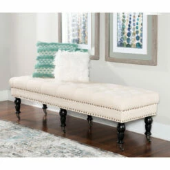 Wholesale 🎁 Copper Grove Mendocino Off-white Tufted Linen Bench 🥰