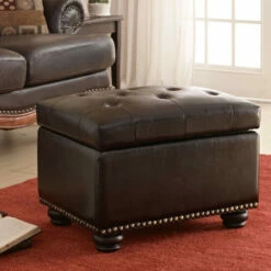 Deals 🌟 Copper Grove Mendocino Storage Ottoman Black Pu 🎁