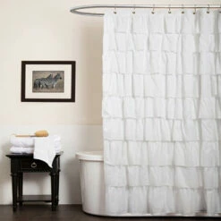 Budget ❤️ Copper Grove Winagami White Ruffle Shower Curtain 🥰