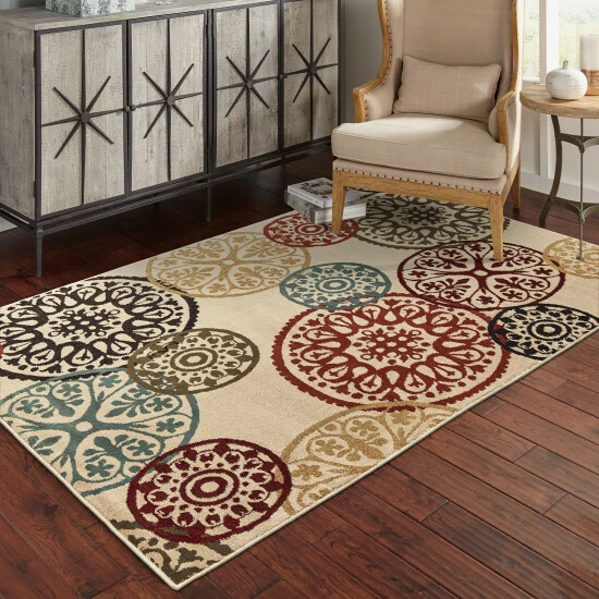 Budget π₯° Copper Grove Rovinj Floating Medallion Beige And Multicolored Area Rug Beige/multi π