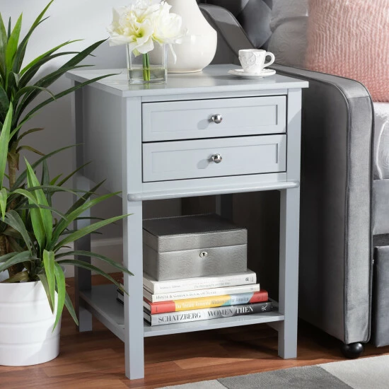 Flash Sale π Copper Grove Urgut 2-drawer End Table Grey π€© - Image 2