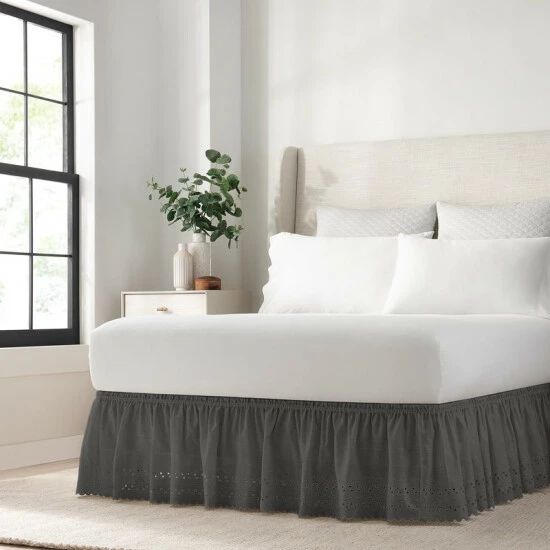Best Pirce π Copper Grove Falcata Wrap-Around Eyelet Ruffled Bed π Skirt Grey π - Image 2