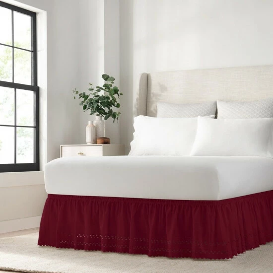 Best Pirce π Copper Grove Falcata Wrap-Around Eyelet Ruffled Bed π Skirt Grey π - Image 5