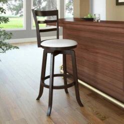 Wholesale ✨ Copper Grove Orahovica Espresso And White Leatherette Bar-height Barstool 😍