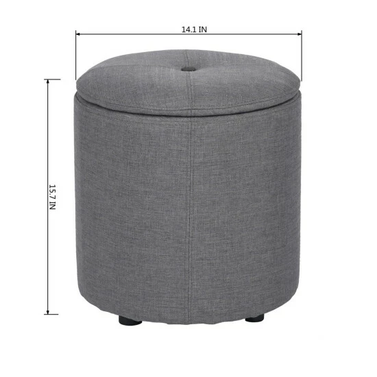 Wholesale π Copper Grove Fabric Upholstery Cylindrical Storage Ottoman Grey β - Image 3