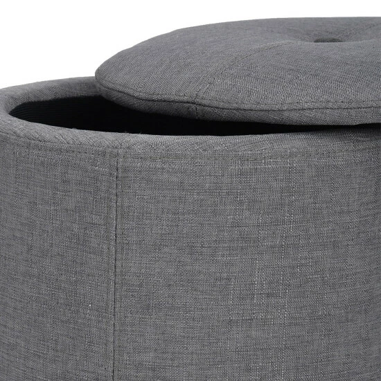 Wholesale π Copper Grove Fabric Upholstery Cylindrical Storage Ottoman Grey β - Image 4