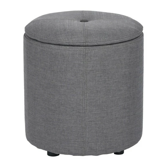 Wholesale π Copper Grove Fabric Upholstery Cylindrical Storage Ottoman Grey β - Image 5