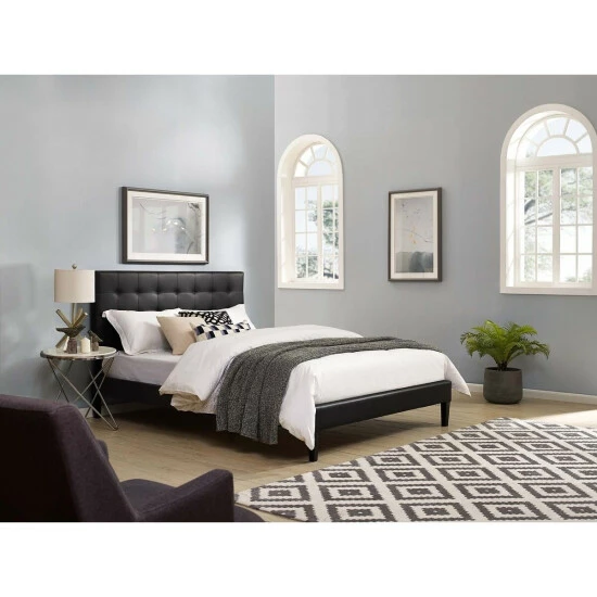 New β Copper Grove Vodice Faux Leather Upholstered Tufted Headboard White π - Image 4