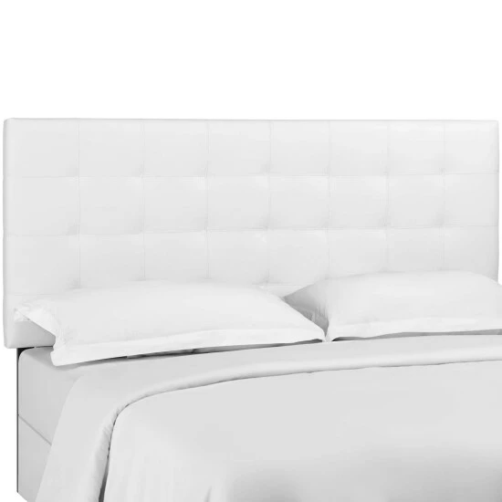 New β Copper Grove Vodice Faux Leather Upholstered Tufted Headboard White π - Image 5