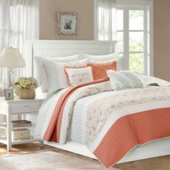 Cheap 🔔 Copper Grove Aleza 6-piece Coral Cotton Percale Quilted Coverlet Set 🛒