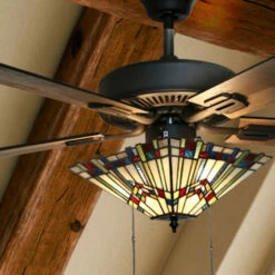 Best deal 😉 Copper Grove Orson Bronze Metal/Stained Glass 5-blade 52-inch Craftsman Ceiling Fan - 52"L X 52"W X 20"H - 52"L X 52"W X 20"H 🎉