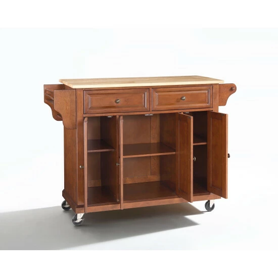 Buy π Copper Grove Kanha Natural Wood Top Kitchen Cart/ Island In Classic Cherry Finish π - Image 2