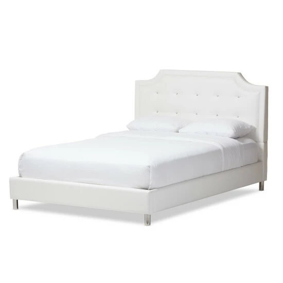 Promo π Copper Grove French River White Modern Bed With Upholstered Headboard π - Image 2