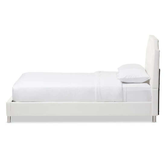 Promo π Copper Grove French River White Modern Bed With Upholstered Headboard π - Image 4