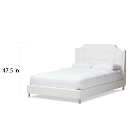 Promo π Copper Grove French River White Modern Bed With Upholstered Headboard π - Image 8