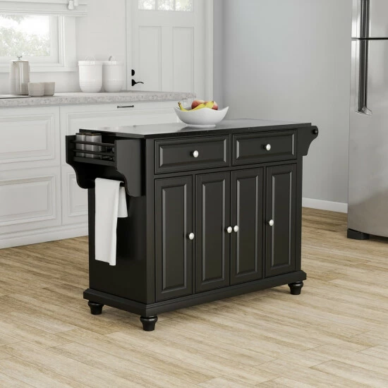 Wholesale ⭐ Copper Grove Kanha Solid Black Granite Top Kitchen Island In Black Finish - N/A ❤️