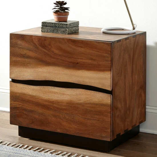 Promo β¨ Copper Grove Lorevilko 2-tone Exotic Woodgrain Nightstand Smokey Walnut β