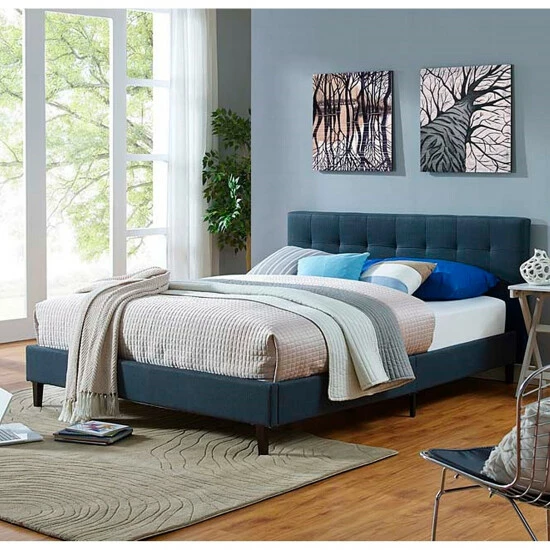 Best Sale π Copper Grove Silistra Full-size Blue Fabric Platform Bed With Tufted Headboard π―