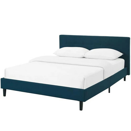 Best Sale π Copper Grove Silistra Full-size Blue Fabric Platform Bed With Tufted Headboard π― - Image 2