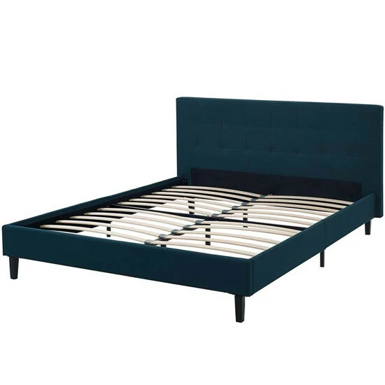 Best Sale π Copper Grove Silistra Full-size Blue Fabric Platform Bed With Tufted Headboard π― - Image 3