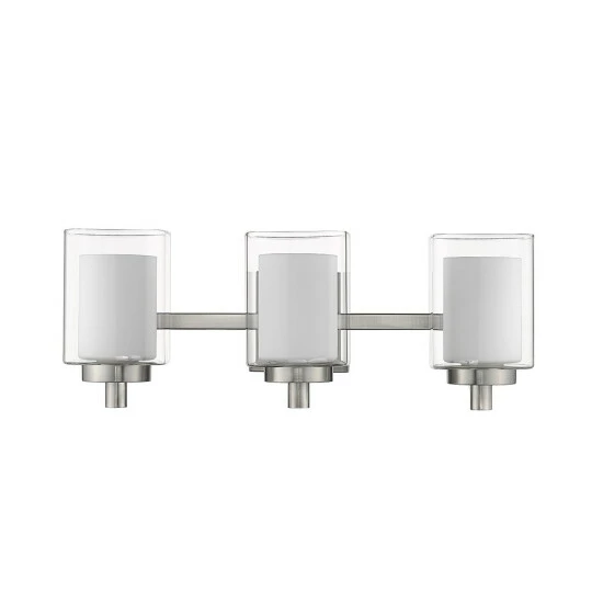 New β Copper Grove Ijevan 3-light Brushed Nickel Bath Vanity Fixture π - Image 3