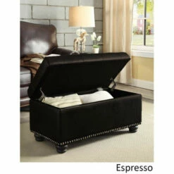 Promo 💯 Copper Grove Mendocino Storage Ottoman Blue Fabric 🤩